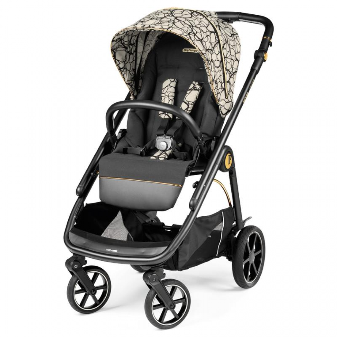 Peg Perego Veloce 3 in 1 Lounge Modular I-Size Travel System Bundle, Graphic Gold