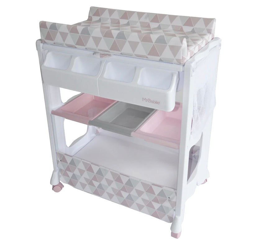 My Babiie - Pink Geometric baby bath and changing unit