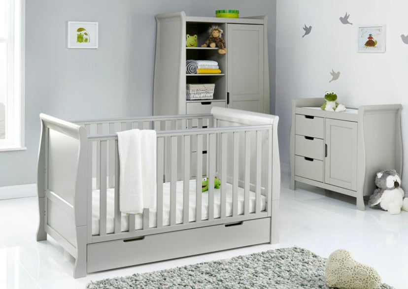 Obaby Stamford Classic Sleigh 3 Piece Room Set - Warm Grey