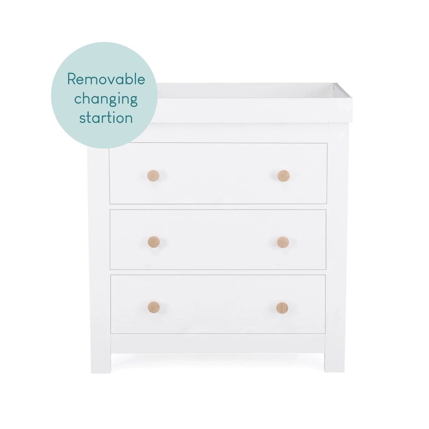 Cuddle Co Aylesbury 3 Piece Nursery Furniture Set (Cot Bed, Dresser & Wardrobe) - White & Ash