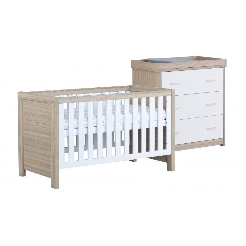 Babymore Luno 2 Piece Furniture Room Set-Oak & White