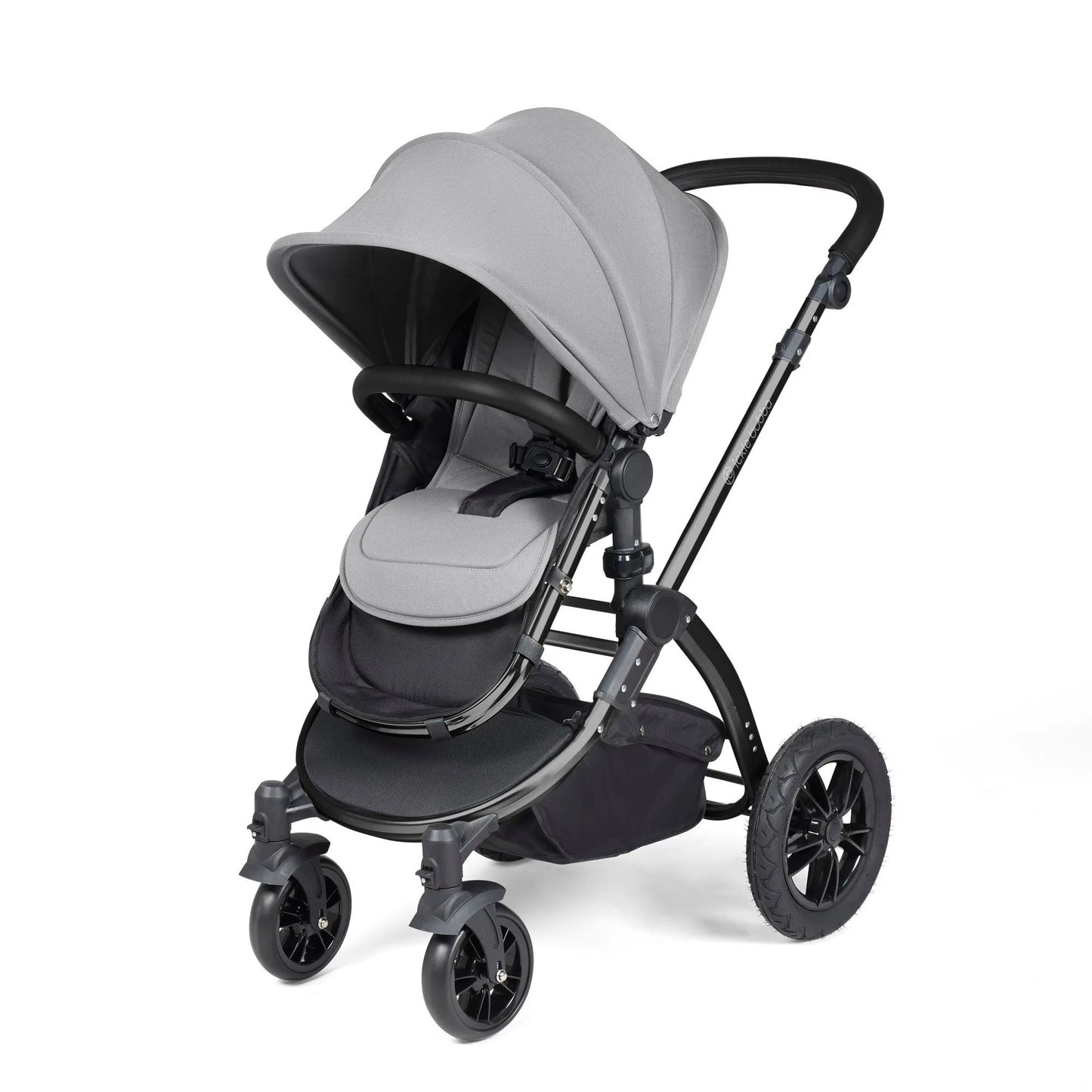 Ickle bubba Stomp Luxe All in One Premium i-Size Travel System with ISOFIX Base *Pearl Grey - Black handle