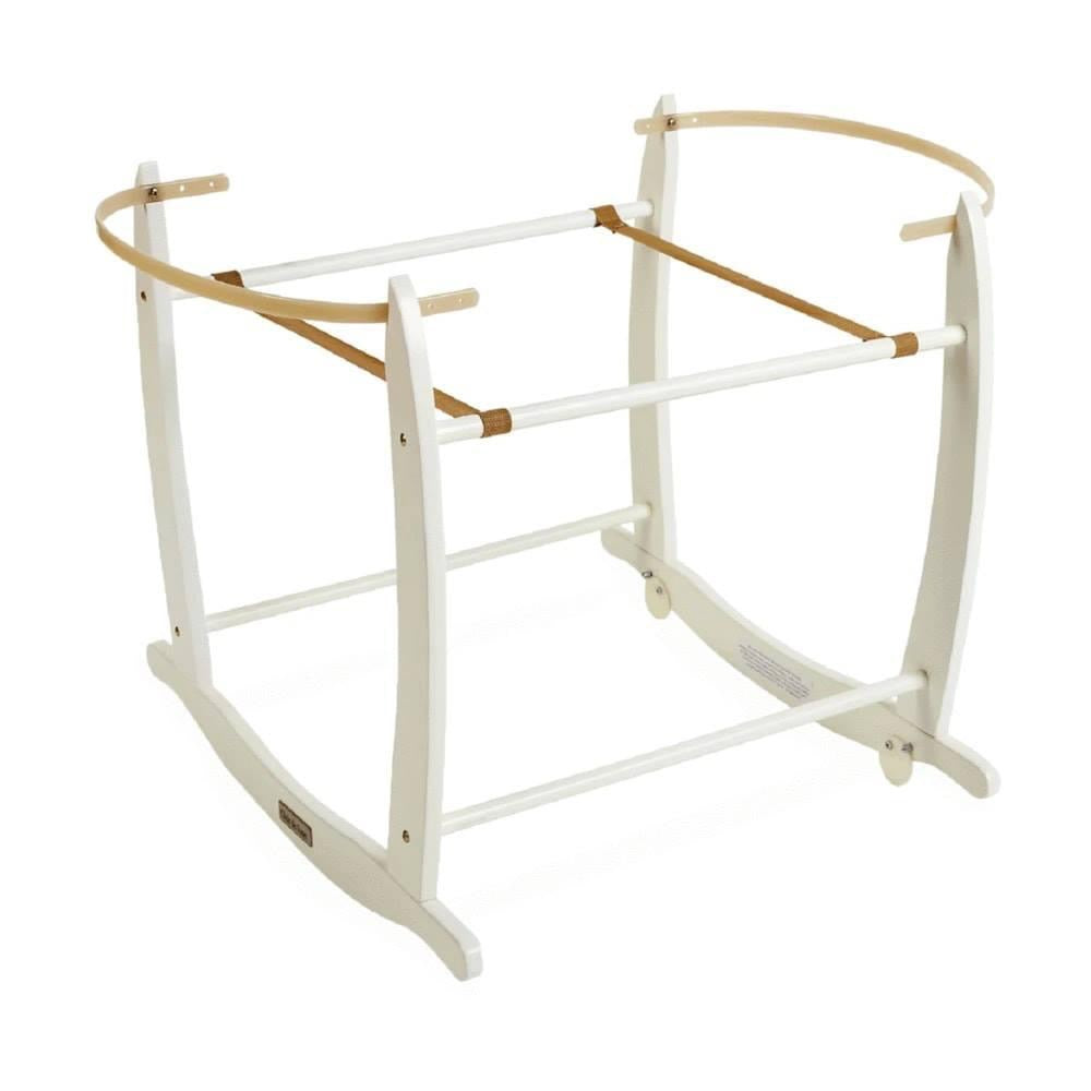 Clair De Lune Dimple Pink Wicker Moses Basket & Stand-White