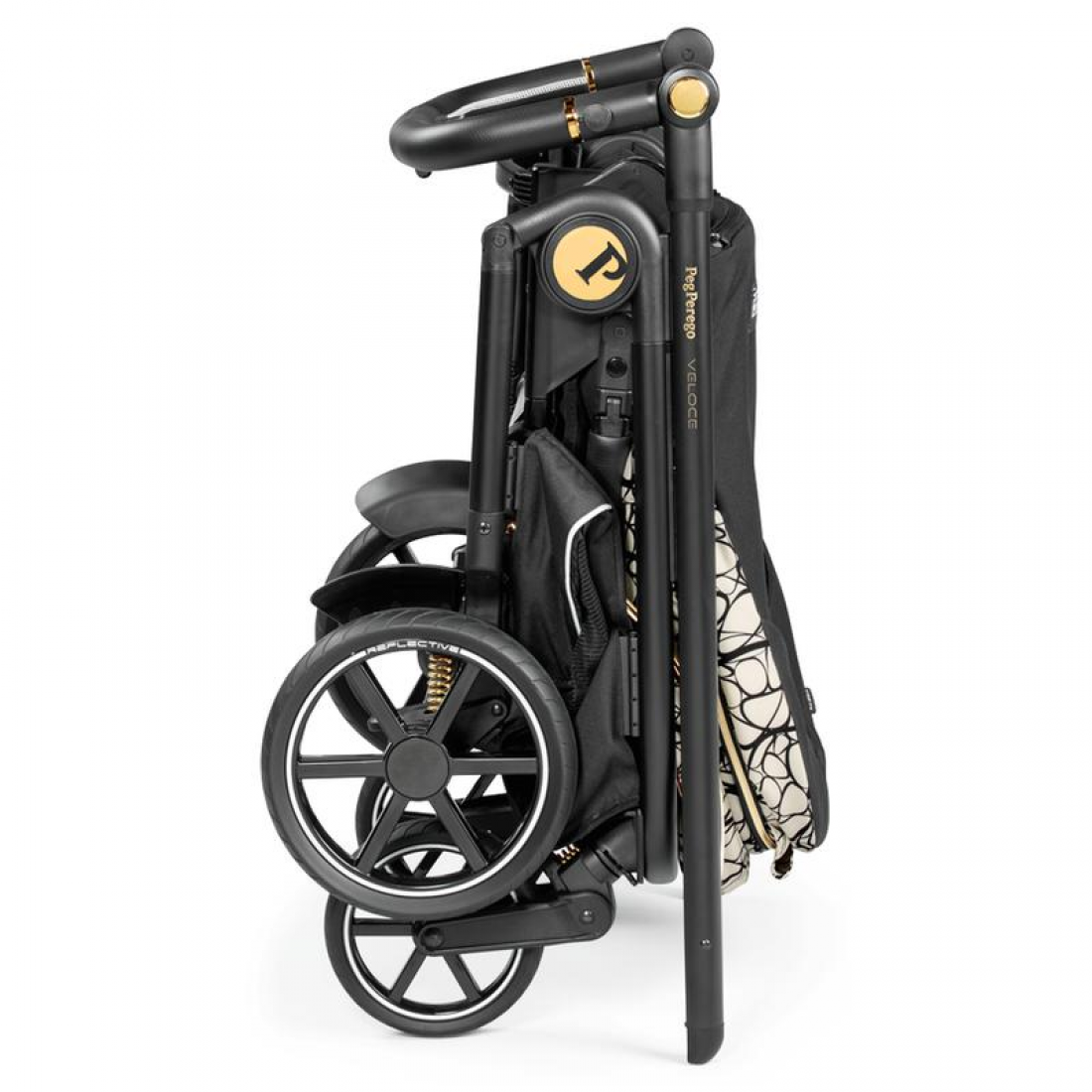 Peg Perego Veloce 3 in 1 Lounge Modular I-Size Travel System Bundle, Graphic Gold