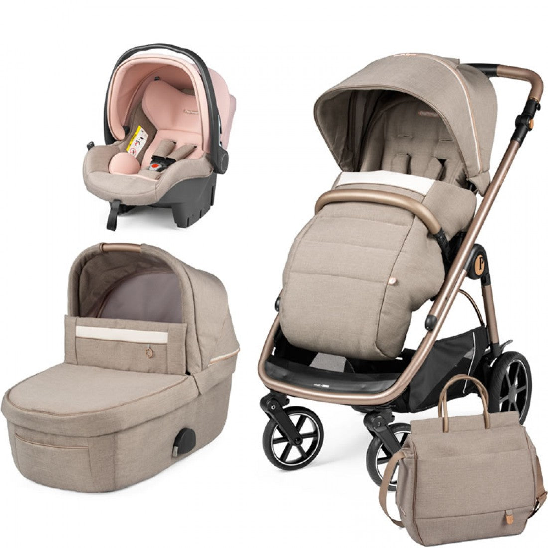 Peg Perego Veloce 3 in 1 SL Modular Travel System Bundle, Mon Amour