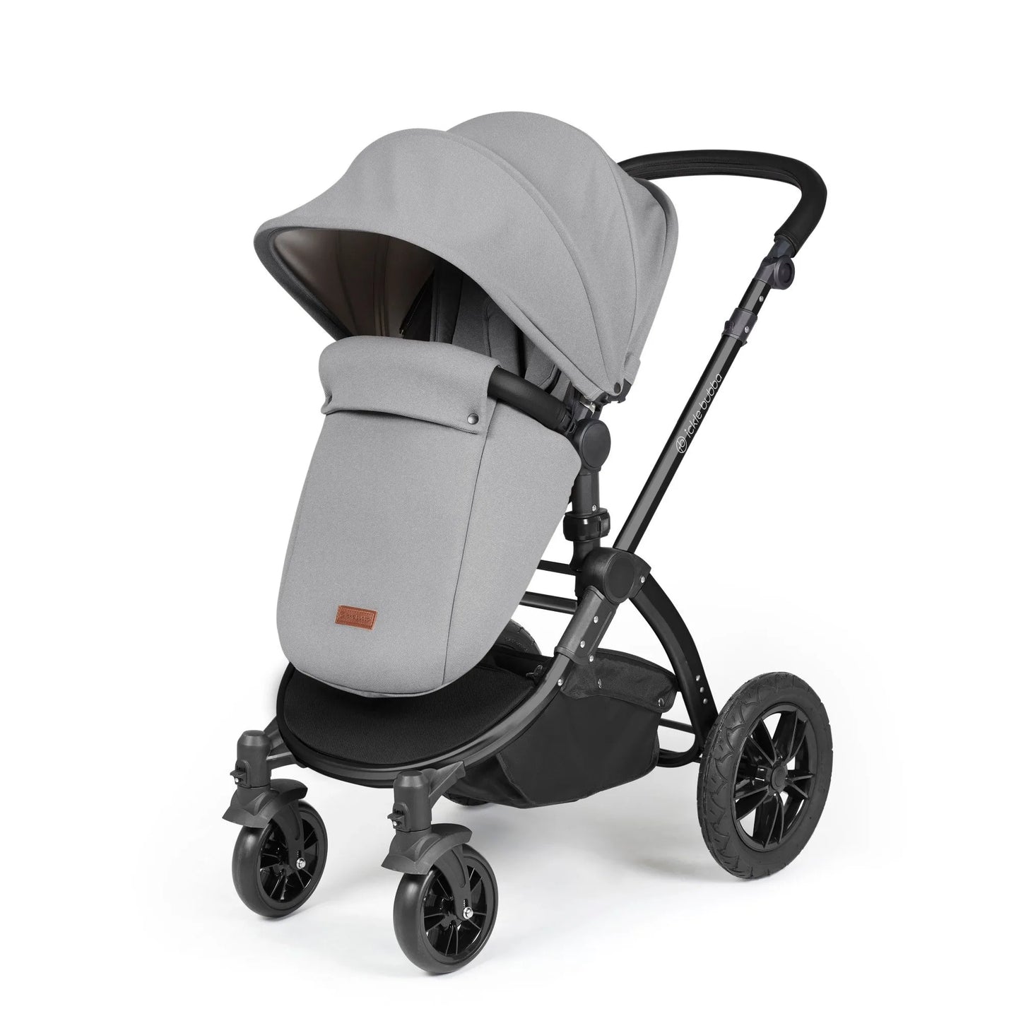 Ickle bubba Stomp Luxe All in One Premium i-Size Travel System with ISOFIX Base *Pearl Grey - Black handle