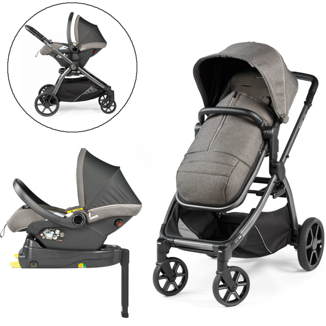 Peg Perego Ypsi Lounge i-Size Travel System Bundle, City Grey