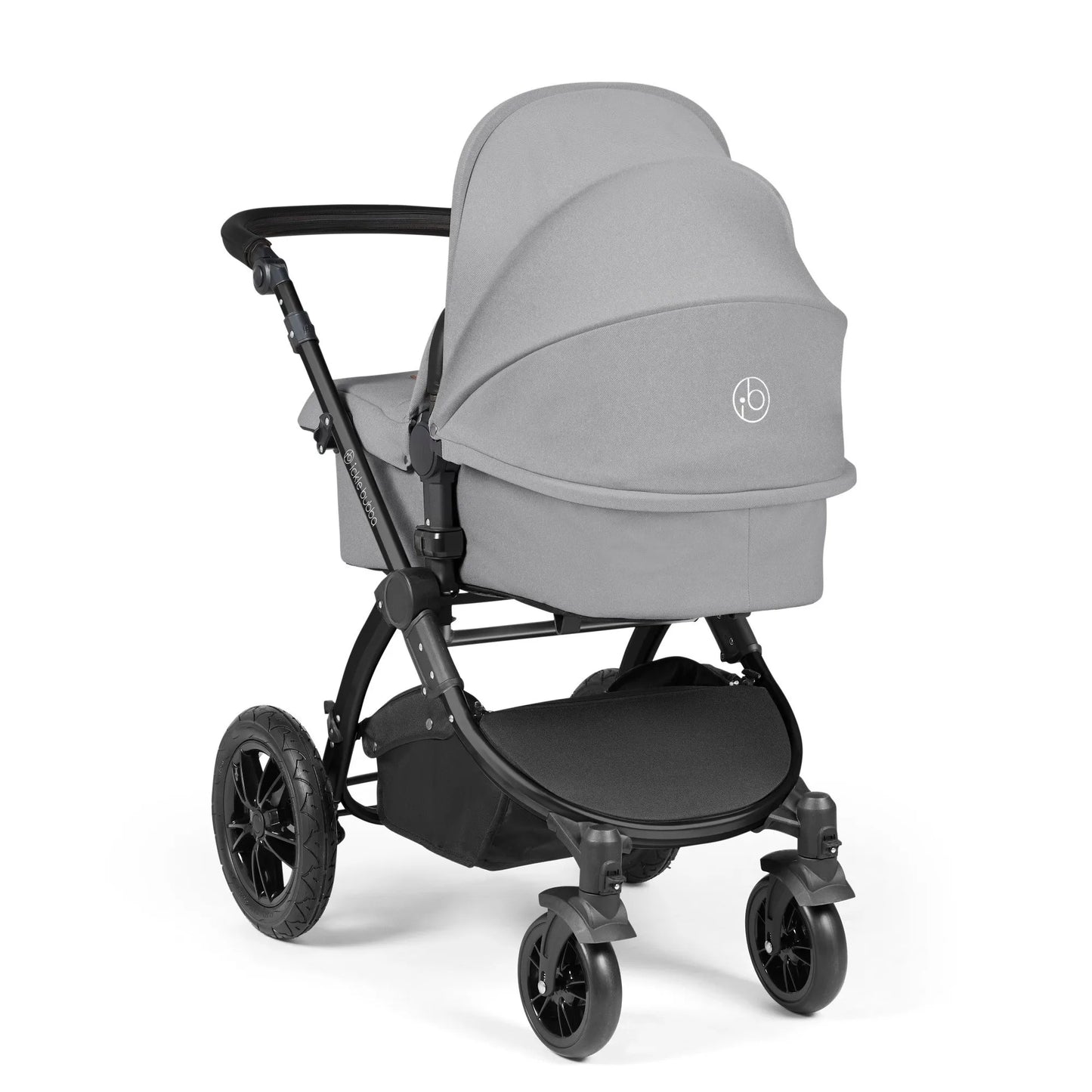 Ickle bubba Stomp Luxe All in One Premium i-Size Travel System with ISOFIX Base *Pearl Grey - Black handle
