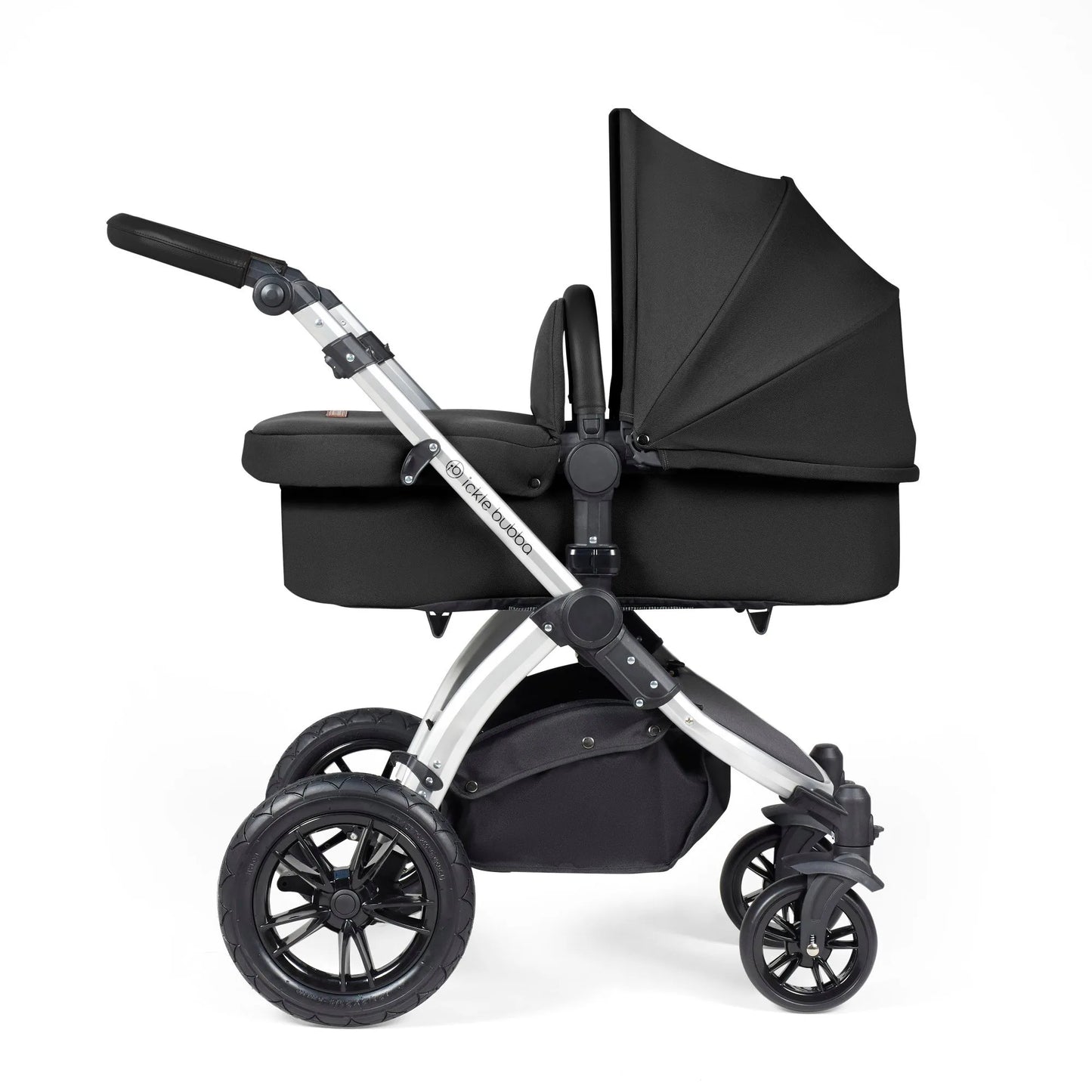 Ickle bubba Stomp Luxe All in One Premium i-Size Travel System with ISOFIX Base *Midnight - Black handle
