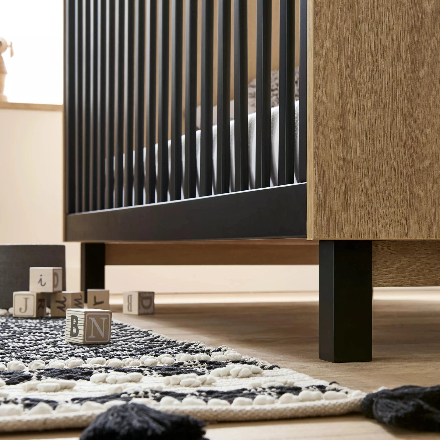 CuddleCo Rafi cot bed - Oak & Black