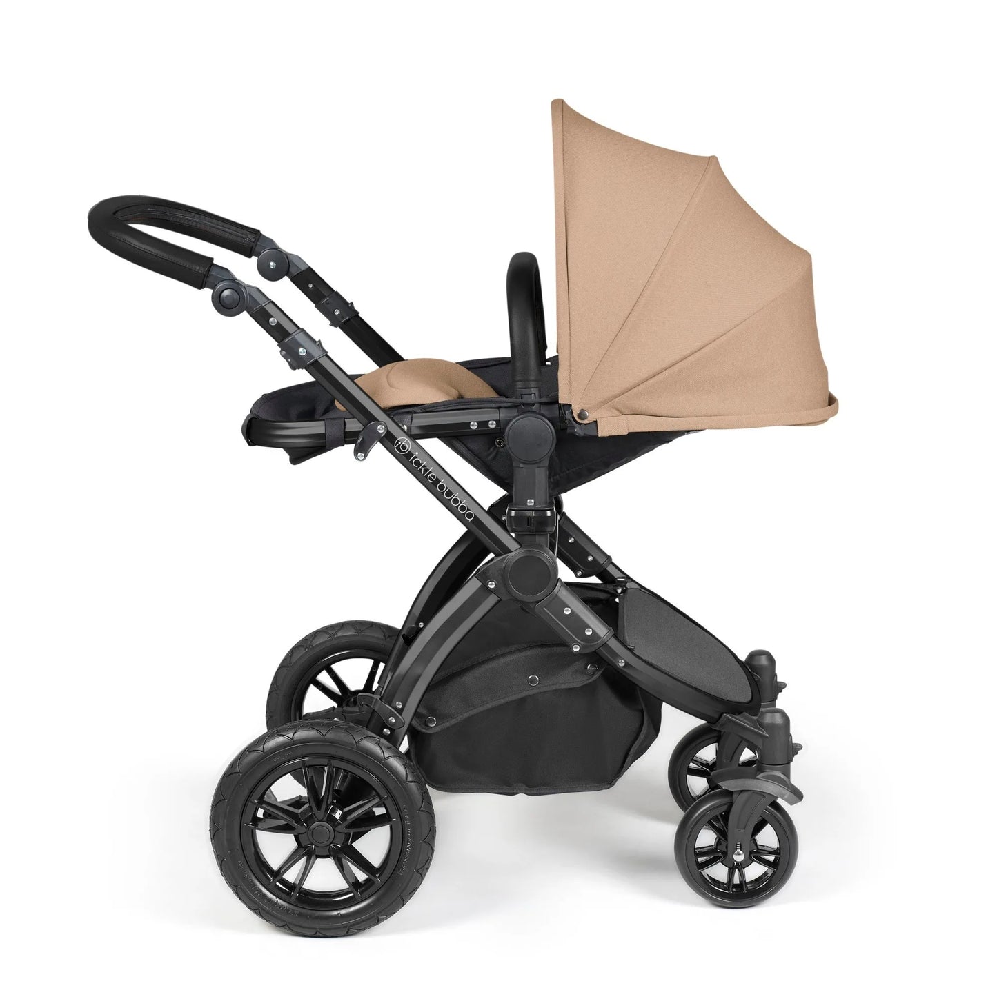 Ickle bubba Stomp Luxe All in One Premium i-Size Travel System with ISOFIX Base *Desert - Black handle