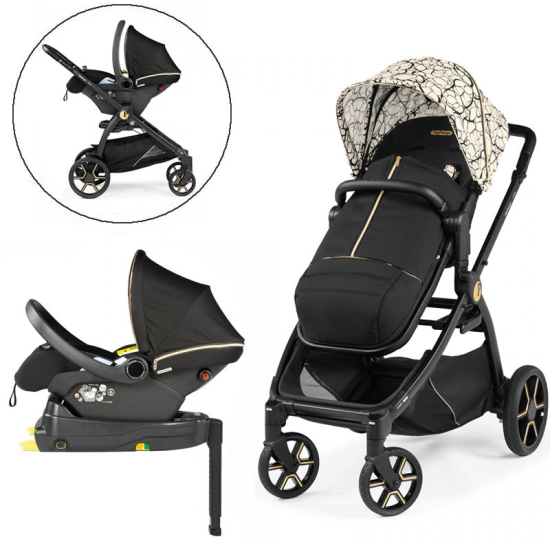 Peg Perego Ypsi Lounge i-Size Travel System Bundle, Graphic Gold