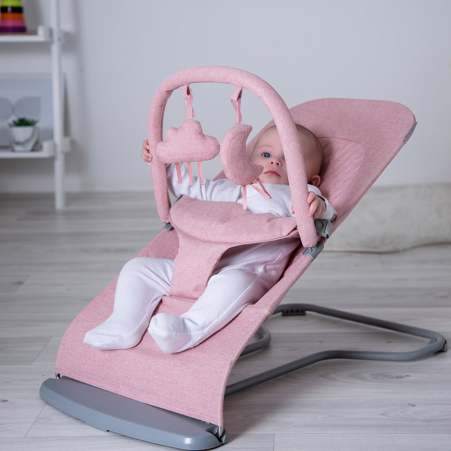 Baya Bouncer - Ergonomic Self-Bouncing Adjustable Baby Bouncer (Blush Pink)