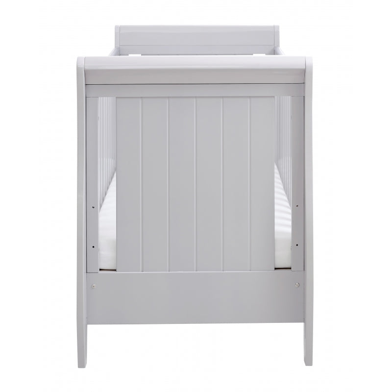 Babymore Stella Sleigh Drop Side Convertible Cot Bed & foam mattress- Grey