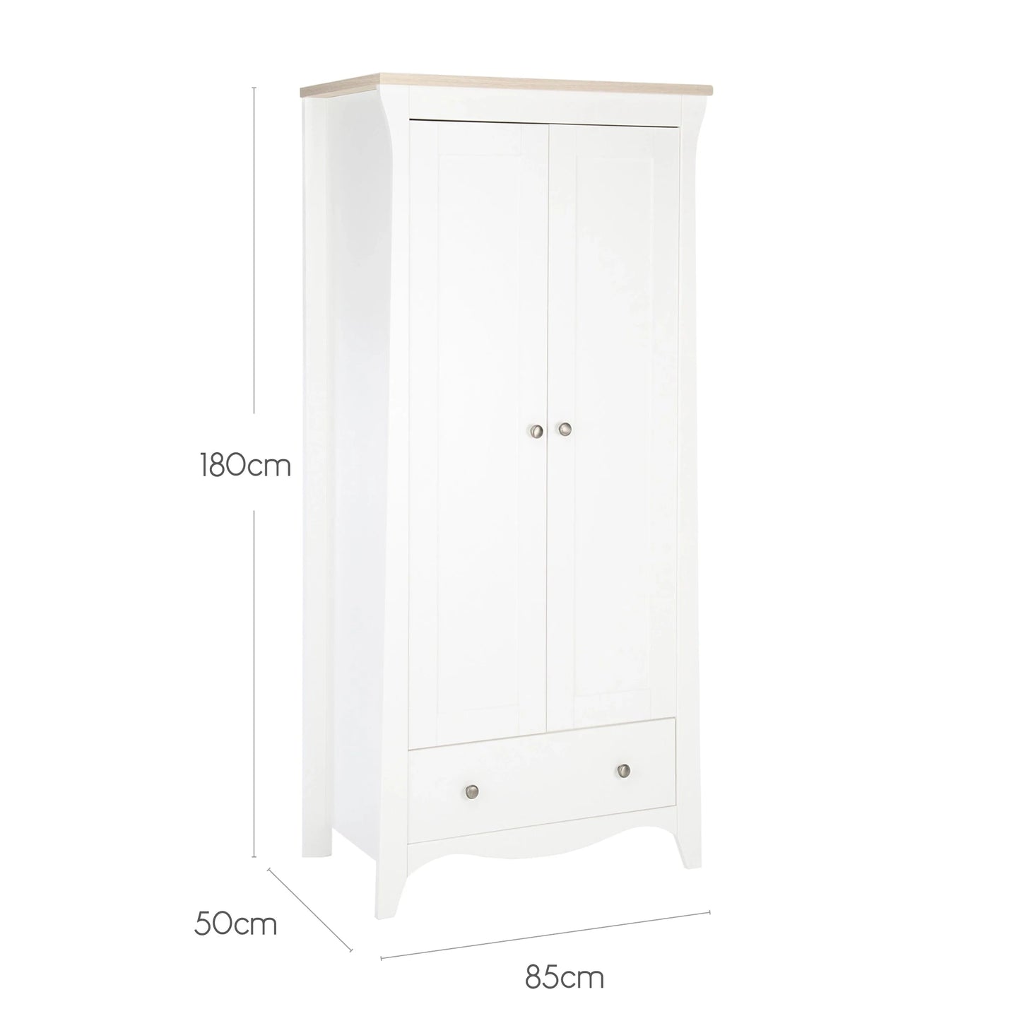 Cuddle Co Clara 3 Piece Nursery Furniture Set (Cot Bed, Wardrobe & Dresser) - White & Ash