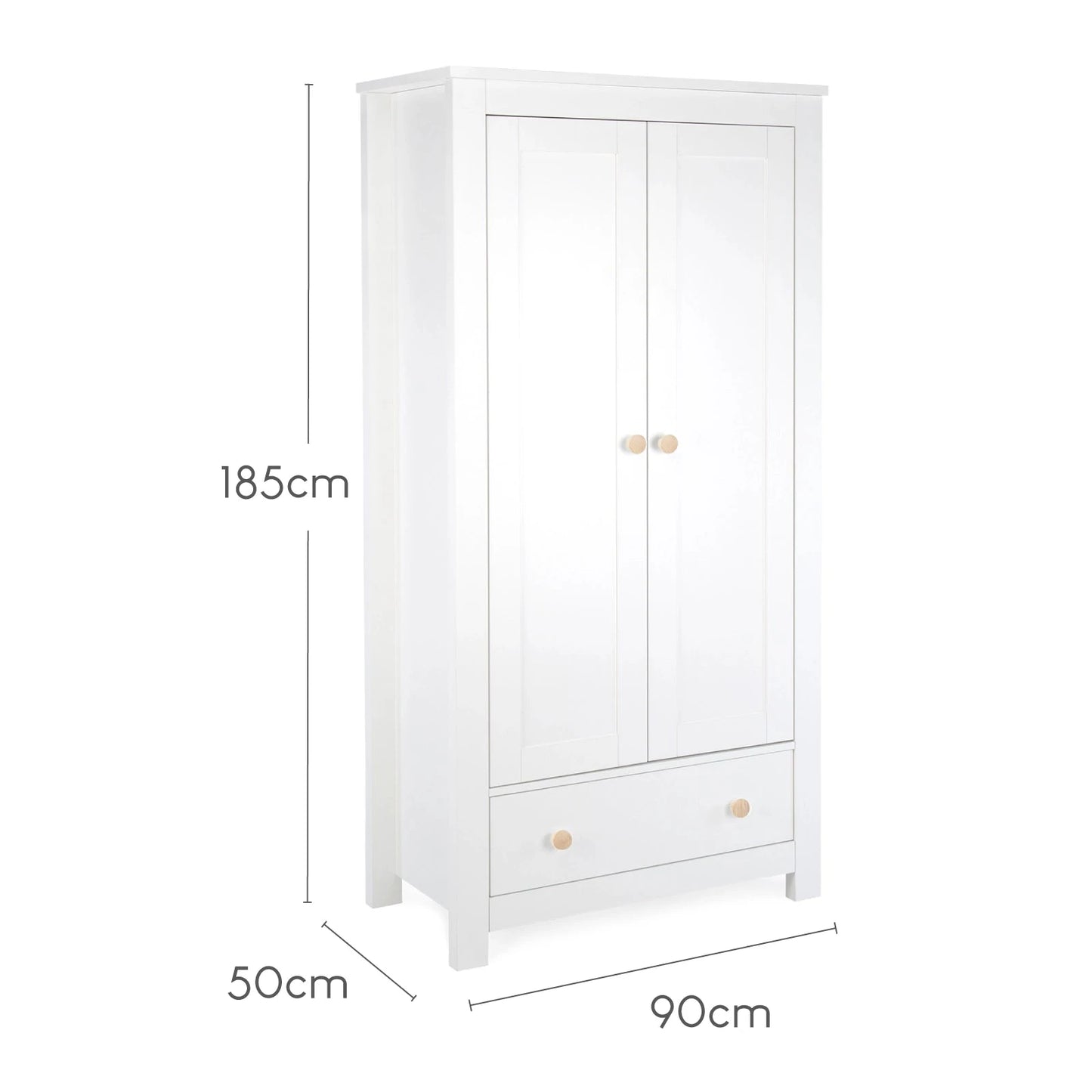 Cuddle Co Aylesbury 3 Piece Nursery Furniture Set (Cot Bed, Dresser & Wardrobe) - White & Ash