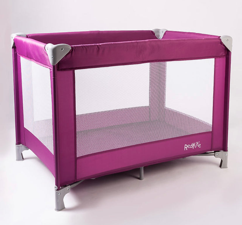 Red Kite sleep tight travel cot - Raspberry