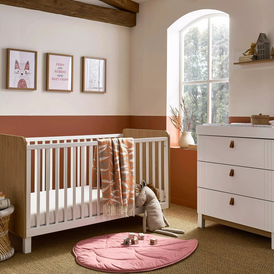 CuddleCo Rafi 2 Piece Nursery Furniture Set - Oak & White
