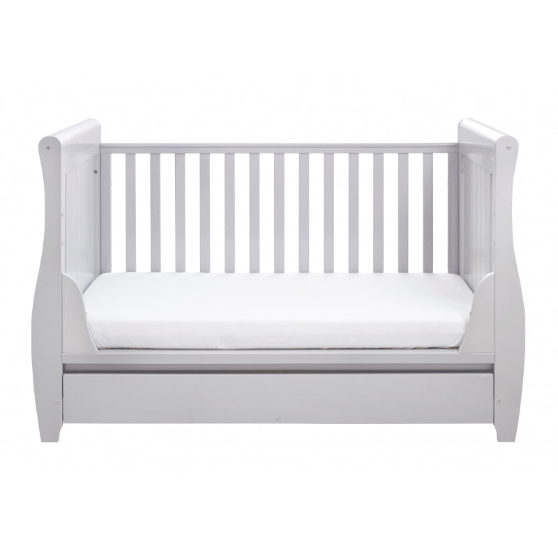 Babymore Stella Sleigh Drop Side Convertible Cot Bed & foam mattress- Grey