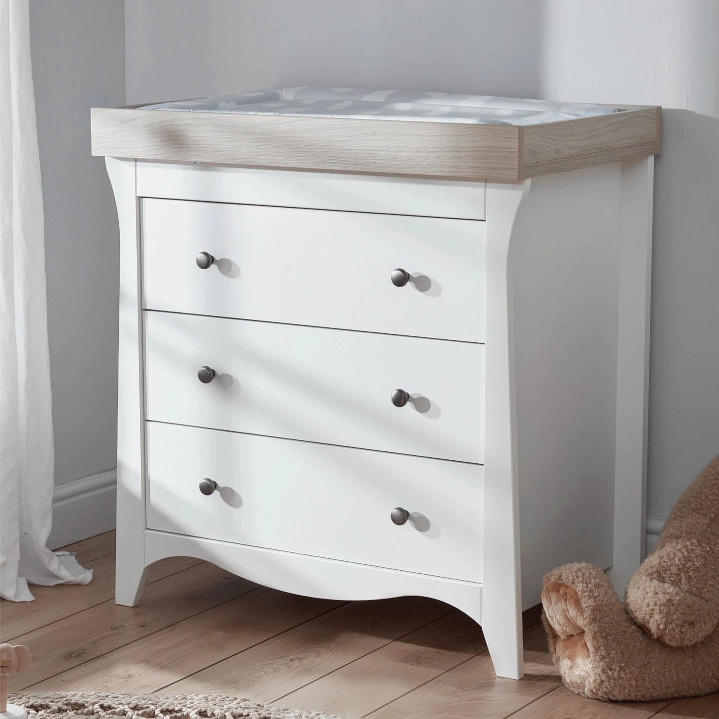 Cuddle Co Clara 3 Drawer Dresser & Changer - White & Ash