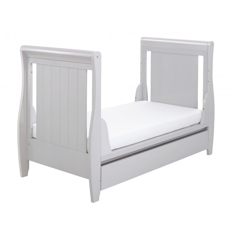 Babymore Stella Sleigh Drop Side Convertible Cot Bed & foam mattress- Grey