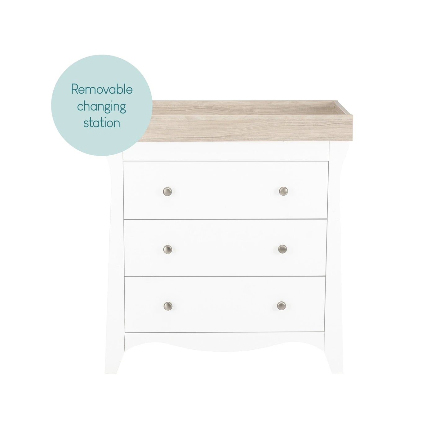 Cuddle Co Clara 2 Piece Nursery Furniture Set (Cot Bed & Dresser) - White & Ash