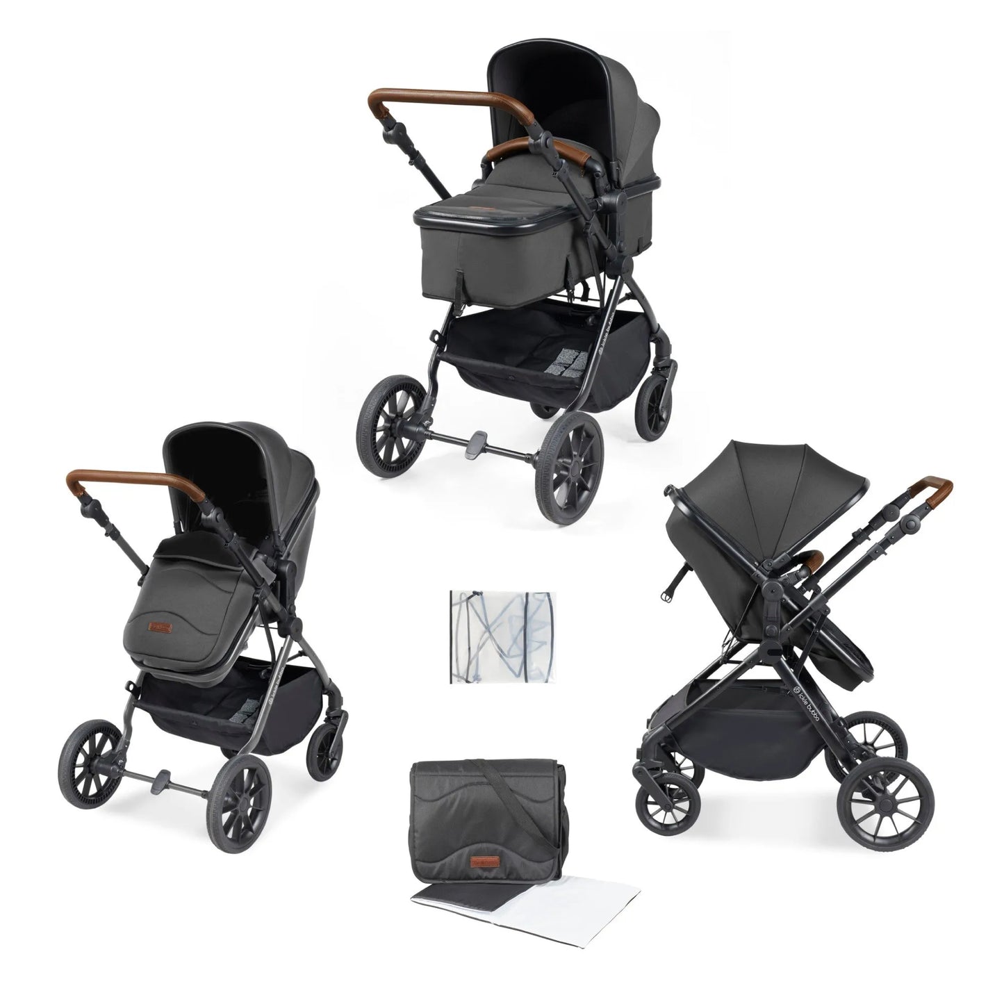 Ickle Bubba Cosmo All in One i-Size Travel System with ISOFIX Base - Graphite Grey