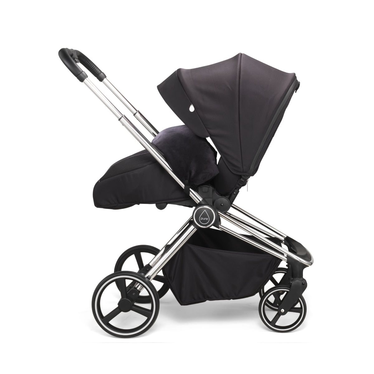 Mee-Go Pure 2in1 Pram System With Silver Chassis-Allegra Black