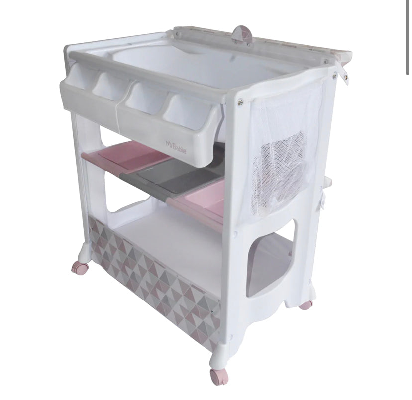 My Babiie - Pink Geometric baby bath and changing unit