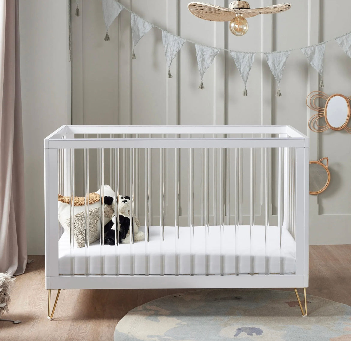 Babymore Kimi Cot Bed – White Acrylic