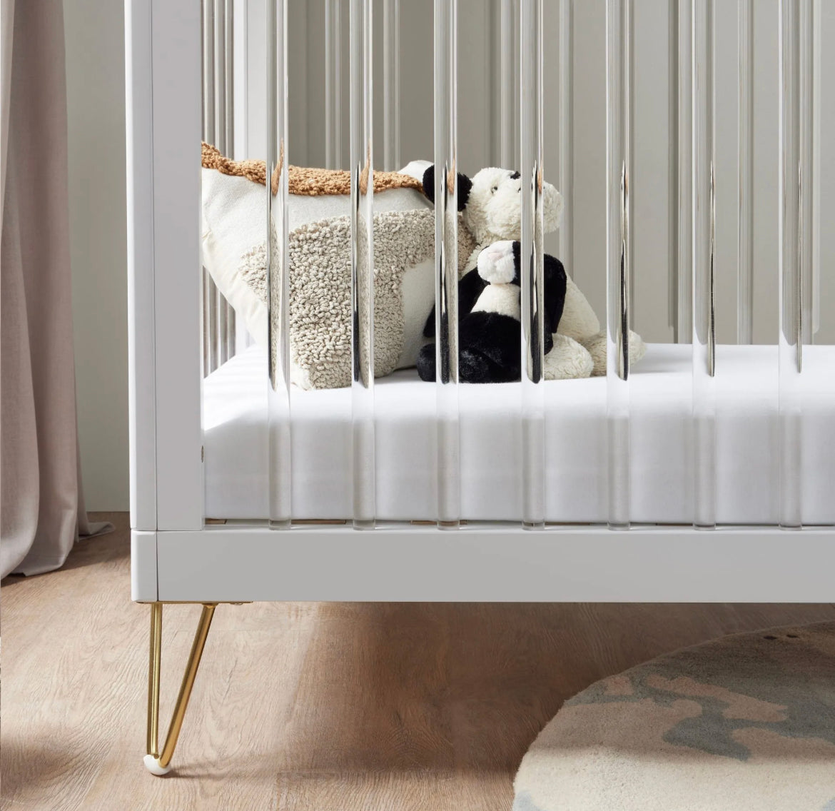 Babymore Kimi Cot Bed – White Acrylic