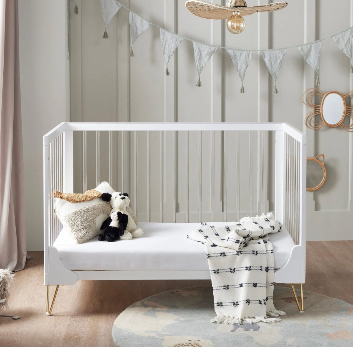 Babymore Kimi Cot Bed – White Acrylic