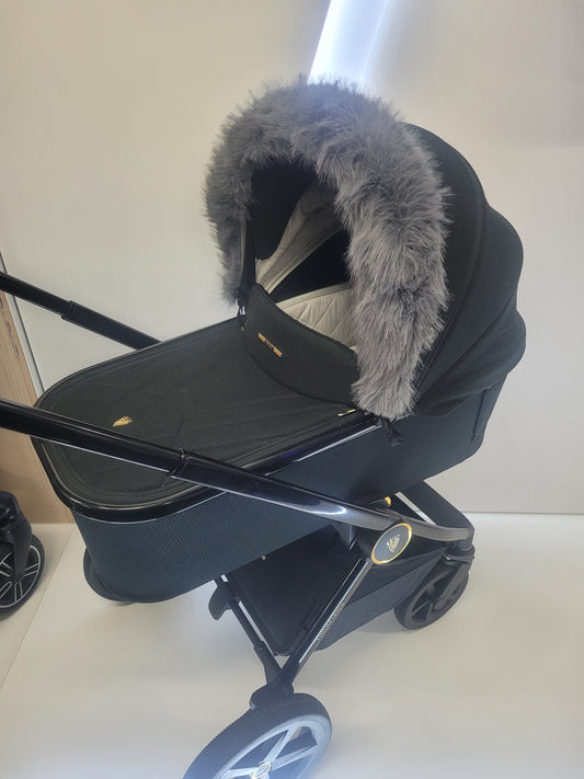 Grey fluffy pushchair fur