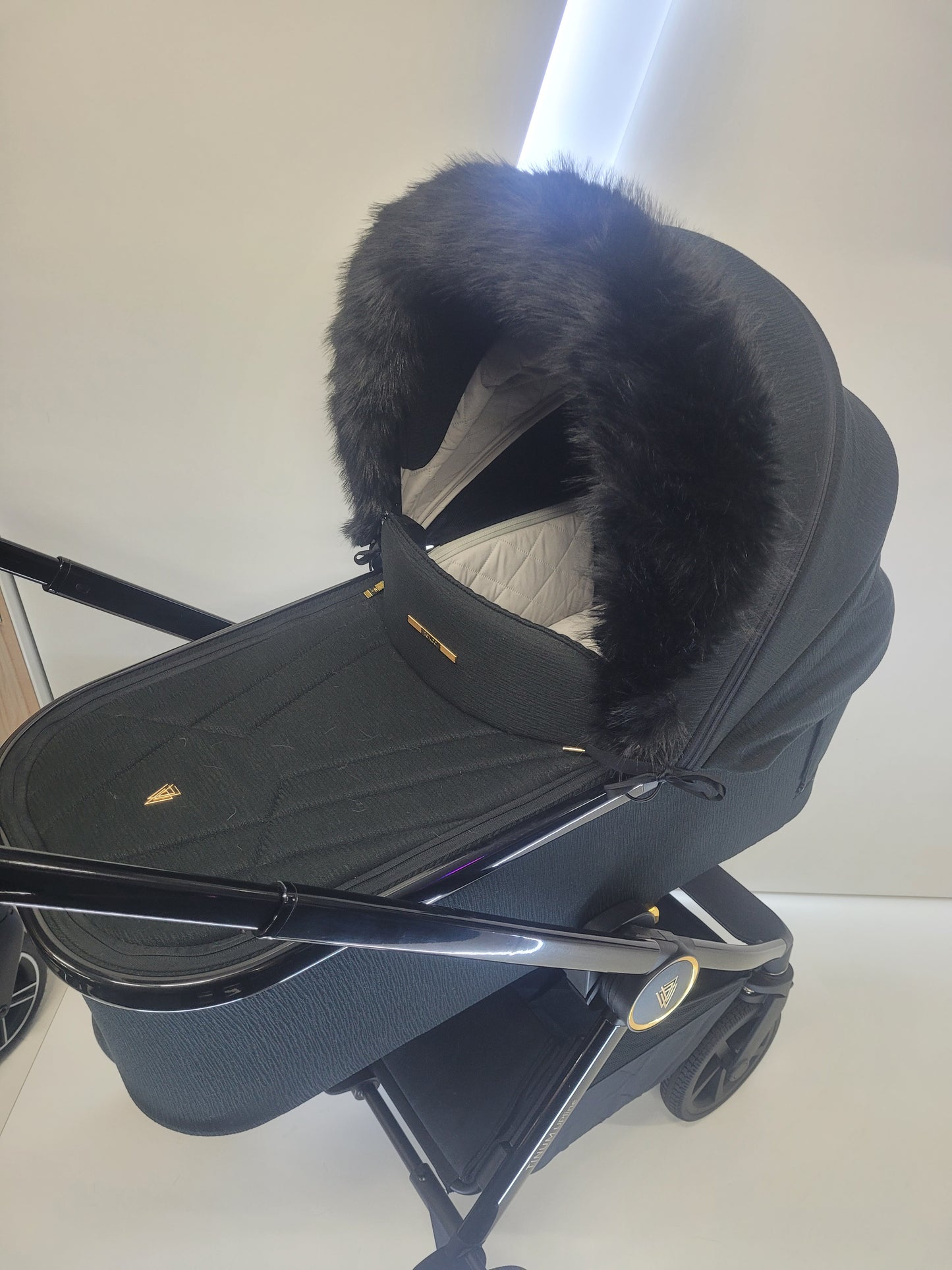 Black fluffy pushchair fur