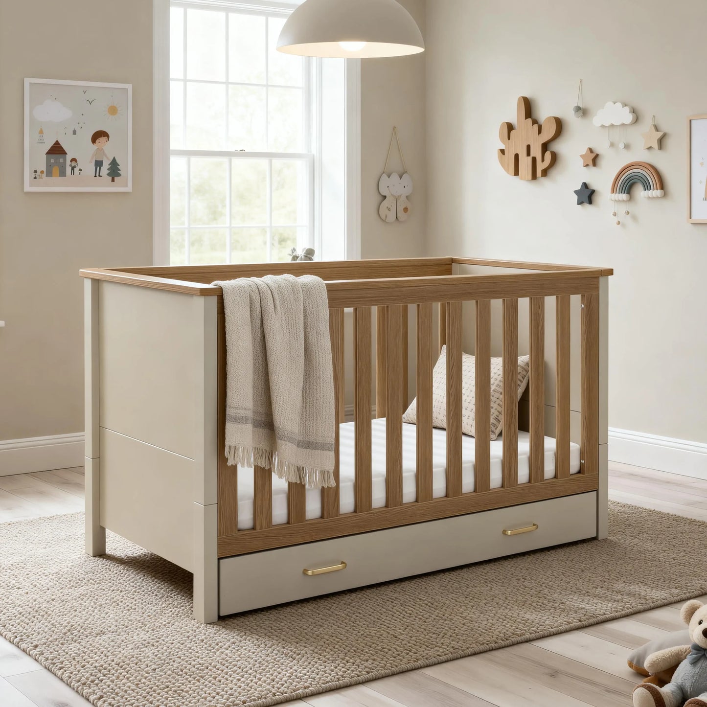 Babymore Mira cot bed - Cashmere warm oak