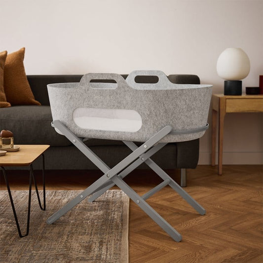 SnuzBaskit Light Grey Moses Basket & Dove Stand