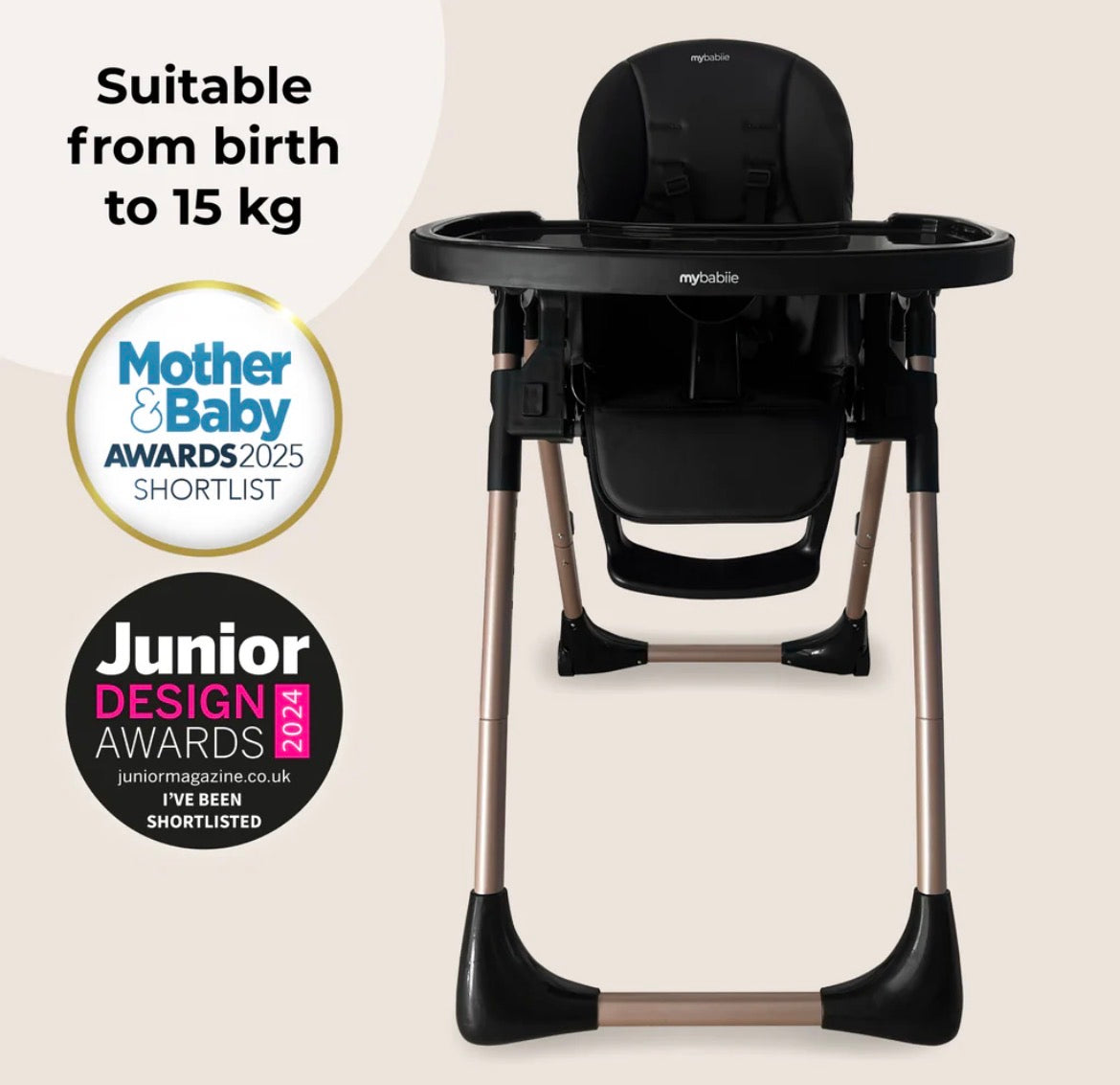 My Babiie Luxe Highchair -  Rose Gold Black