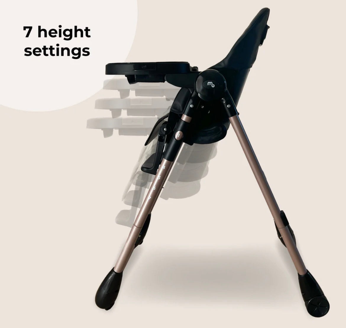 My Babiie Luxe Highchair -  Rose Gold Black