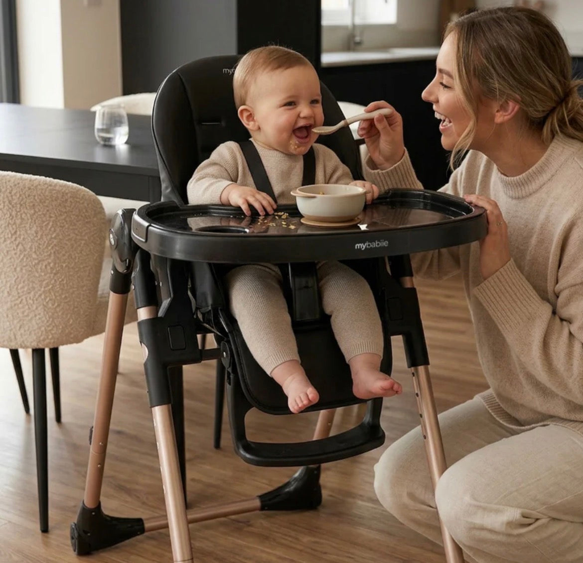 My Babiie Luxe Highchair -  Rose Gold Black