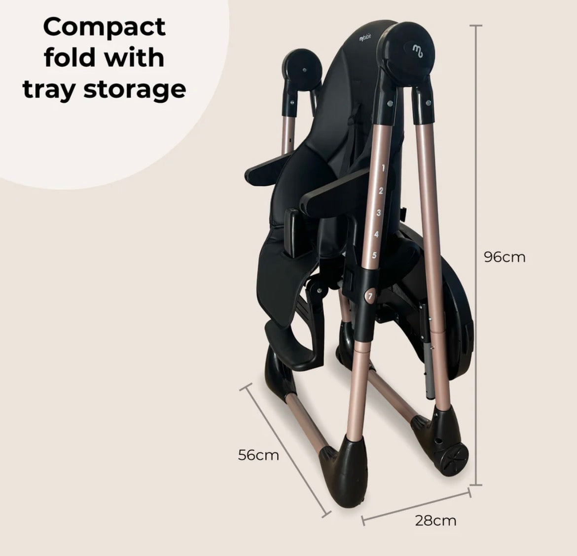 My Babiie Luxe Highchair -  Rose Gold Black