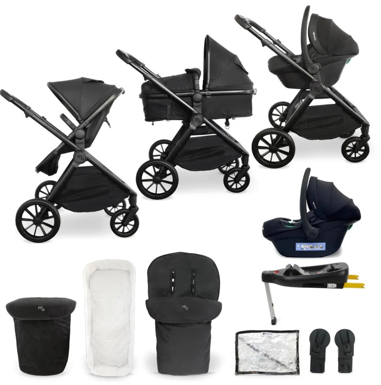 My Babiie MB220 3in1 Travel System with Base Black