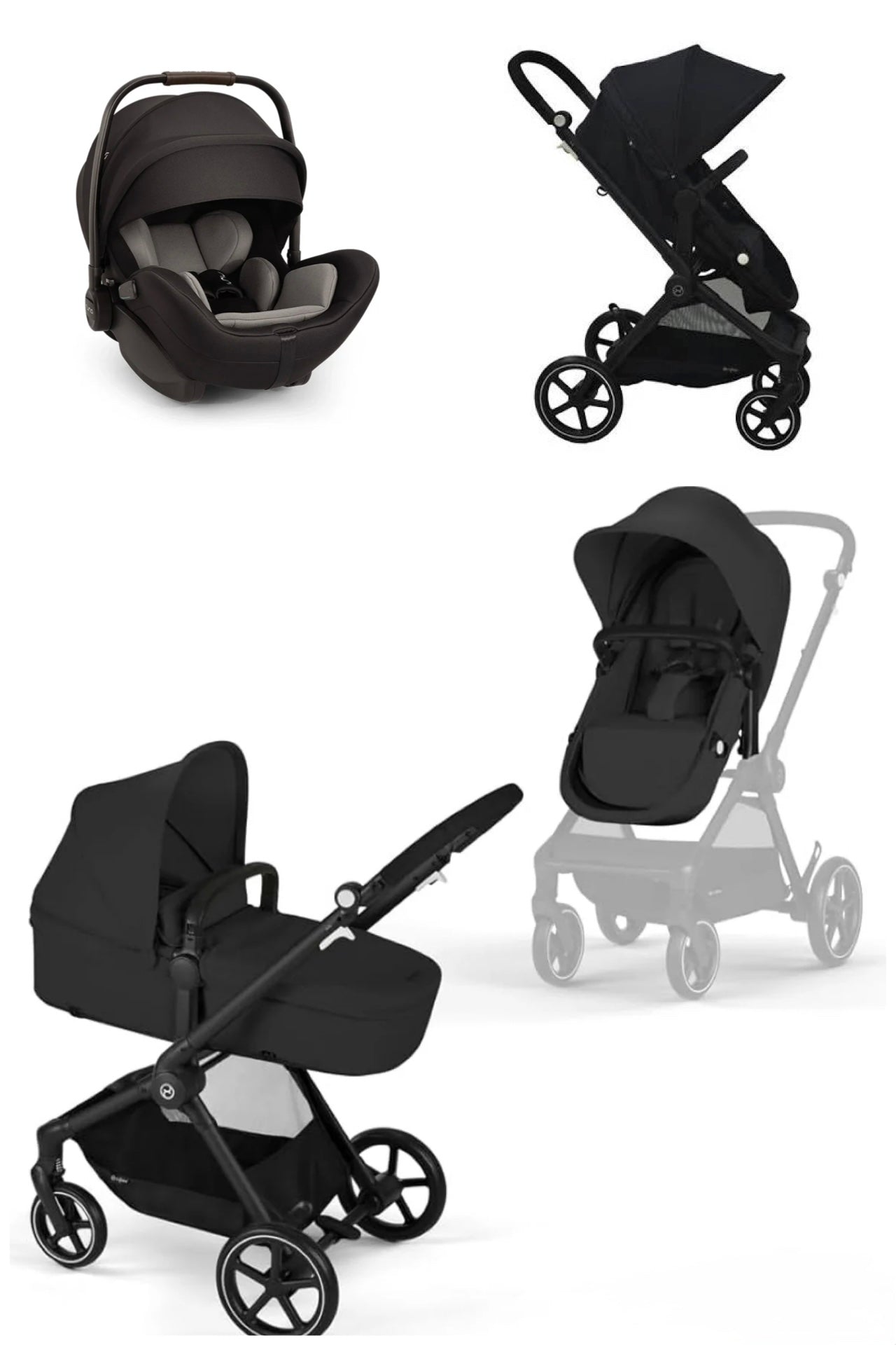 Cybex Eos 2 in 1 Moon Black Inc Car Seat Adapters Nuna Arra Flex Car Seat