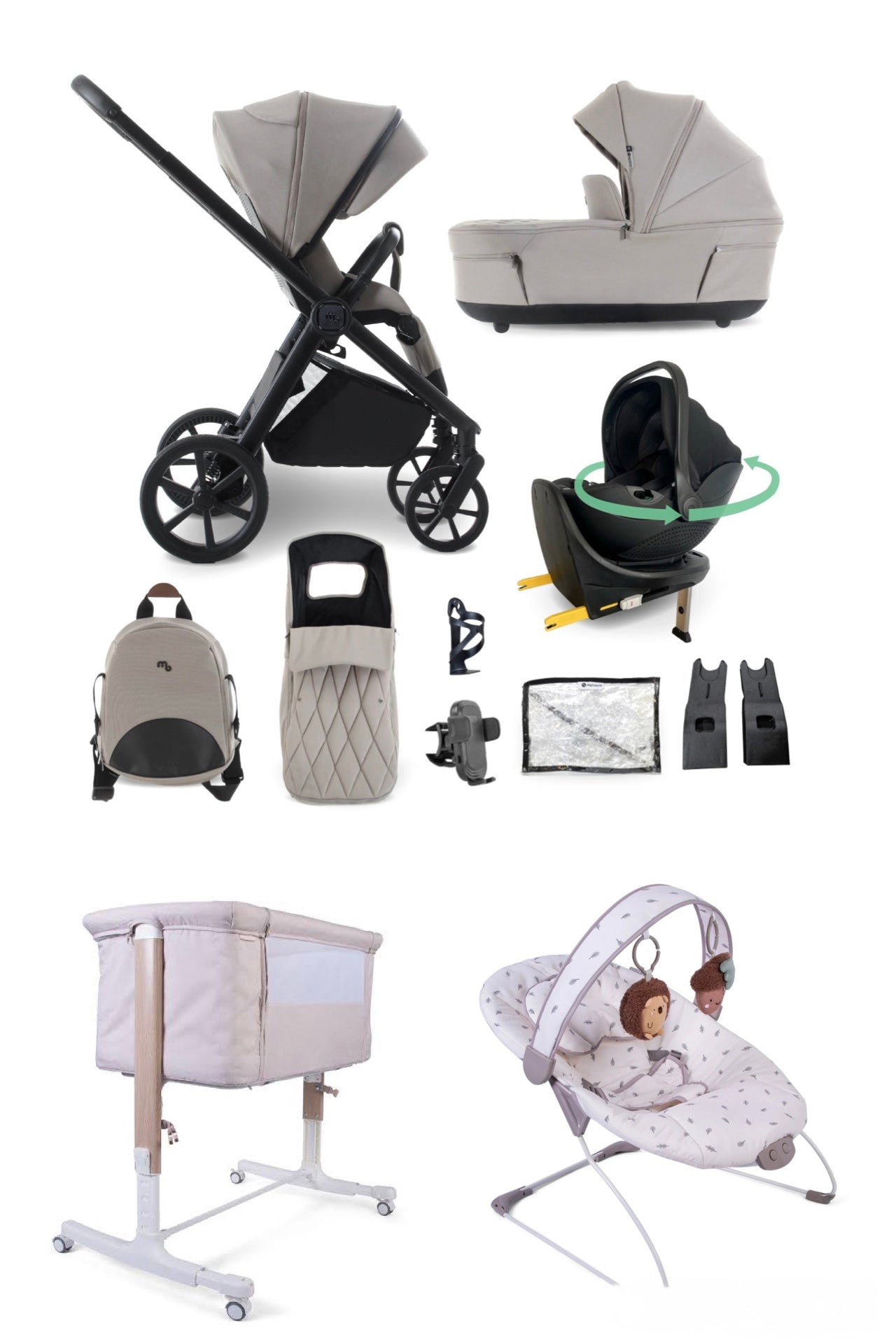 The Baby Luxe Bundle My Babiie MB450 Luxe Travel System - Mink Pre Order Mid March Delivery