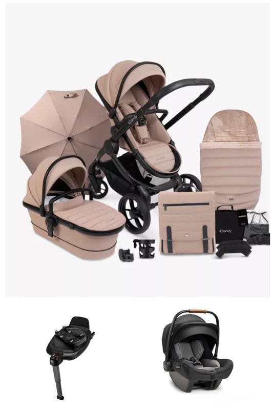 iCandy Peach 7 Pushchair & Accessories Bundle With Nuna Pipa Next And Rotating Base Cookie