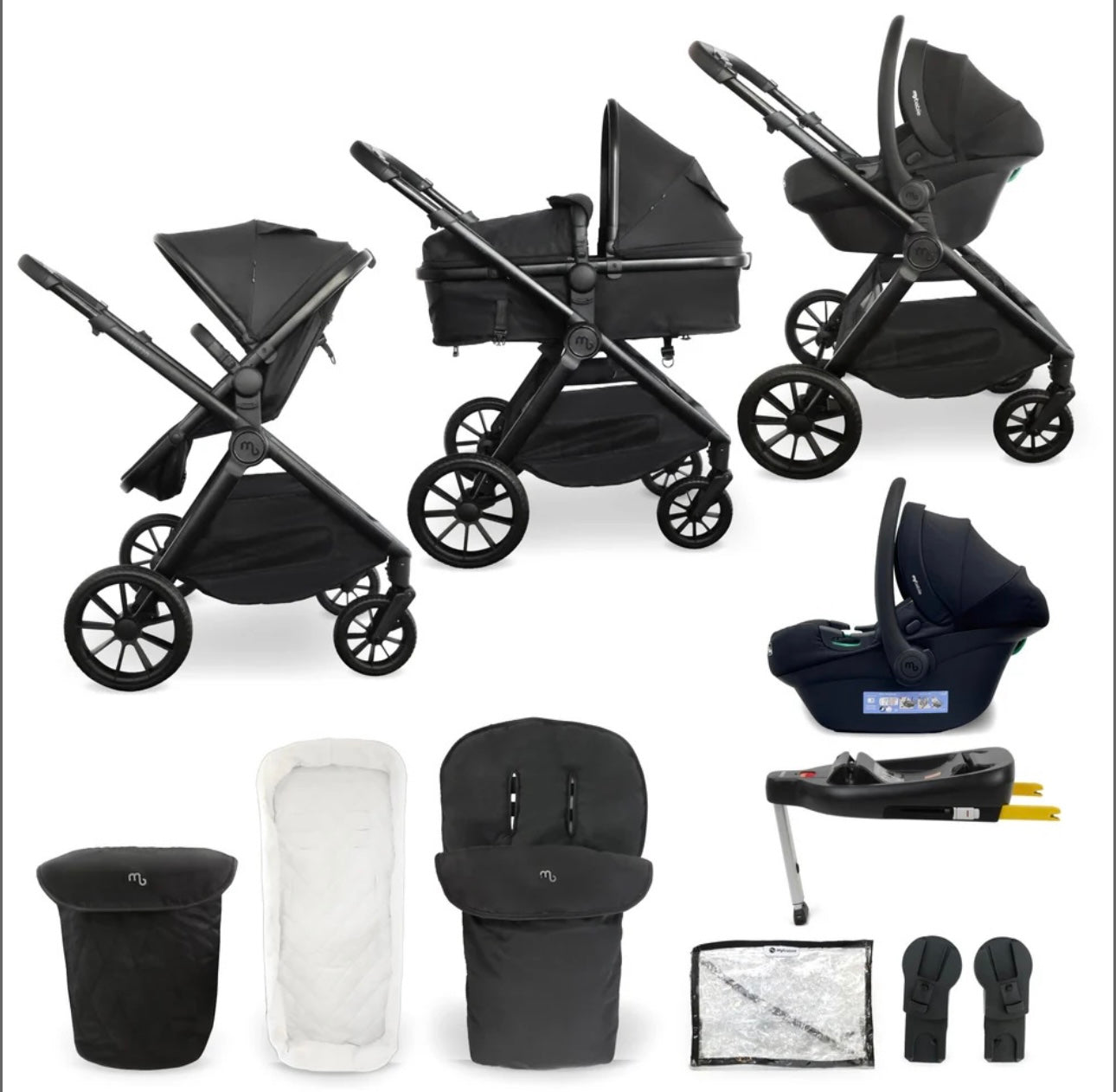 My Babiie MB220 3in1 Travel System with Base Black
