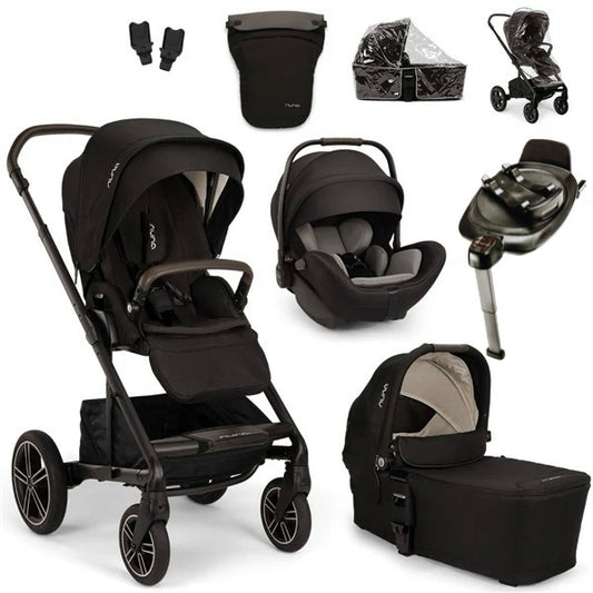 Nuna MIXX Next Pushchair, MIXX Next Carrycot, ARRA Flex Car Seat and BASE NEXT Bundle, Caviar
