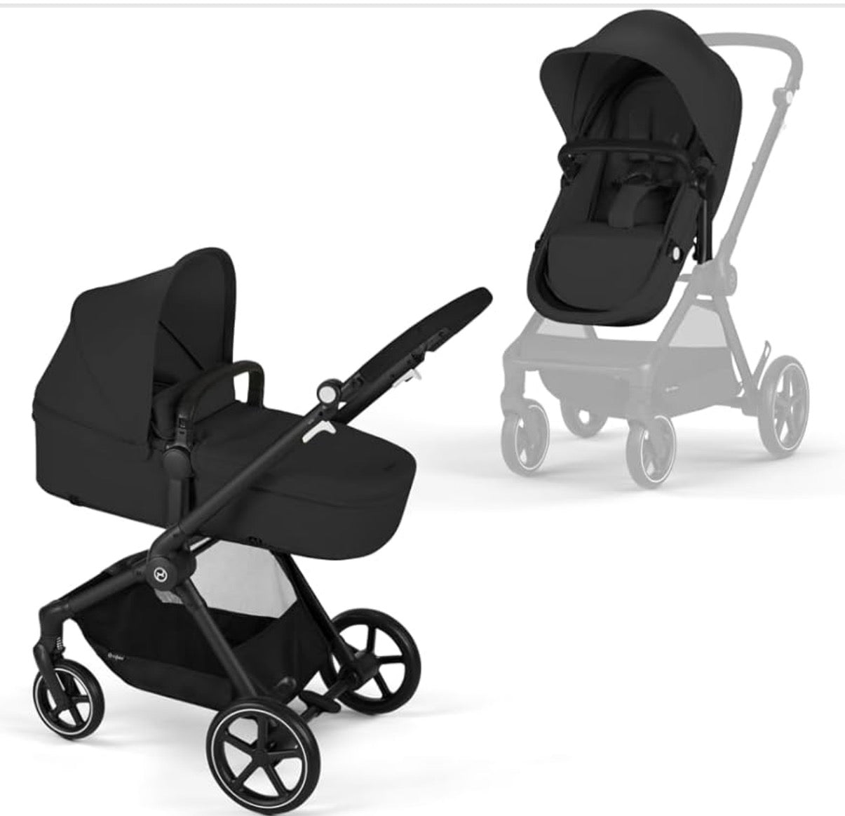 Cybex Eos 2 in 1 Moon Black Inc Car Seat Adapters
