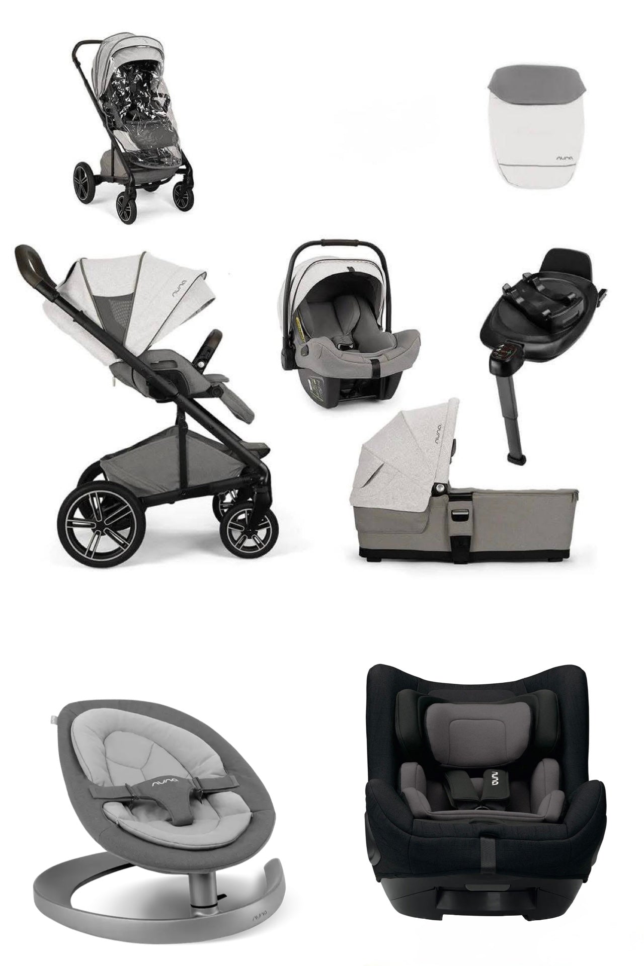 Jolly Tots ‘Complete’ Bundle Nuna Mixx Next Generation Pipa Next Bundle - Mineral, Nuna Todl and Nuna Leaf Curv