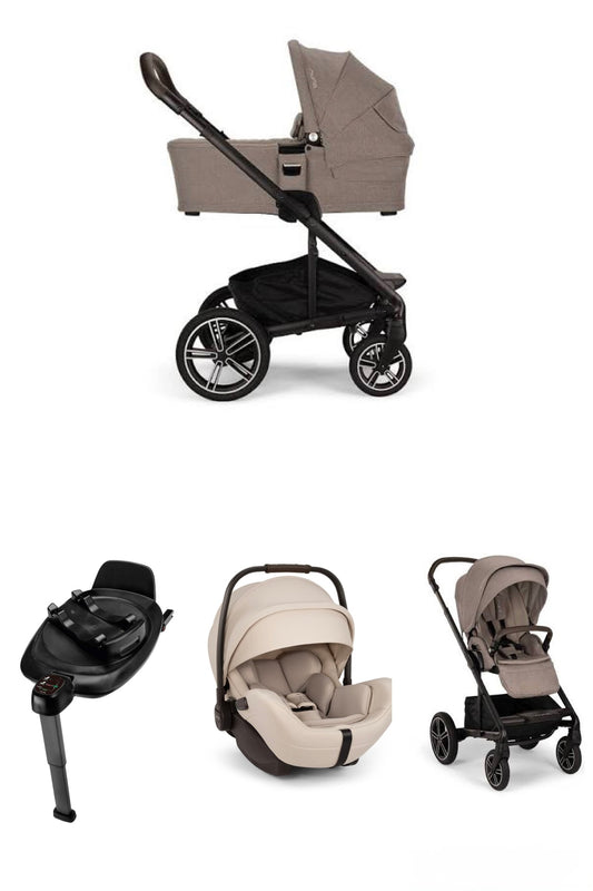Nuna Mixx Next pushchair bundle Cedar with Arra Flex and base Biscotti Open Box New Inside