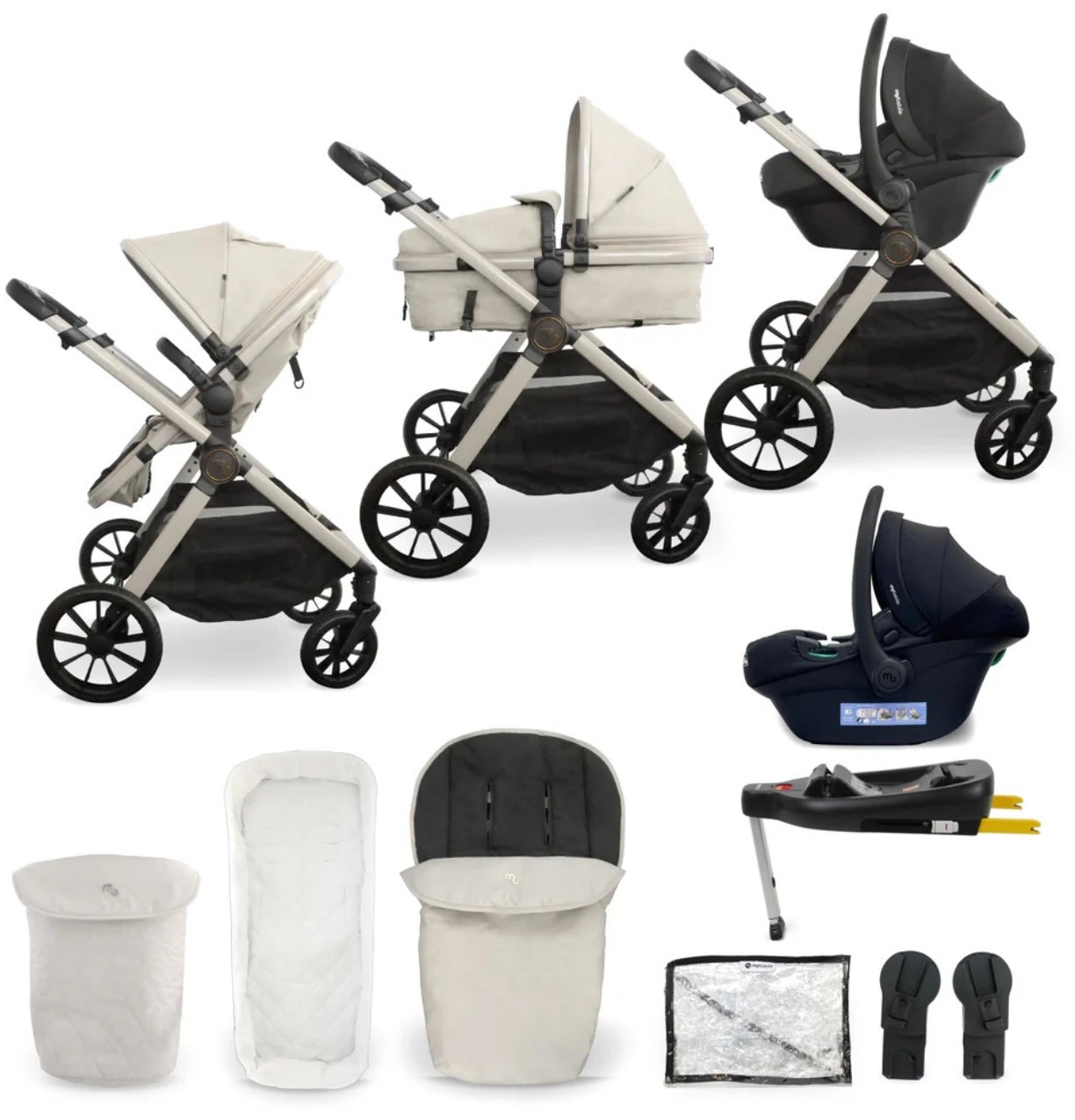 My Babiie MB220 3in1 Travel System with Base Ivory